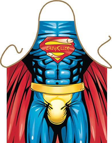 sabuy Grillschürze - Kochschürze - Supermann Ladykiller - Lustige Motiv Schürze als Geschenk für Grill Fans mit Humor