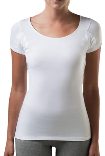 THOMPSON TEE Women's Sweatproof Undershirt Rayon Scoop, Slim Fit, White, S