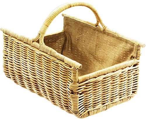 Kobolo Holzkorb für Kaminholz Rattankorb Holzkorb Bügel Rattan Leinen Holztrage
