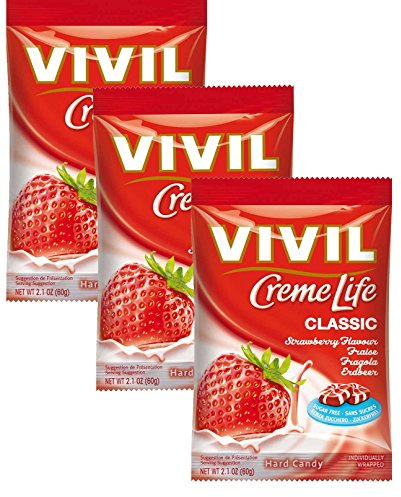 Vivil Creme Life Sugar Free Strawberry Flavour Sweets 3 x 60g