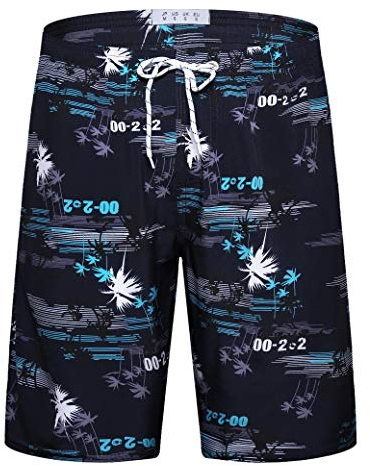 APTRO Herren Slim Fit Freizeit Shorts Casual Mode Urlaub Strand-Shorts Sommer Kokosnuss Palmen Mit Innenslip, 1526 Blau, XL