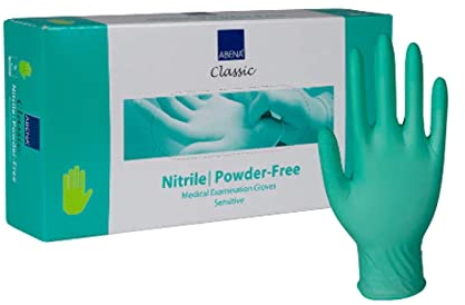 ABENA Green Disposable Gloves, Small size, Pack of 50 Pairs, Nitrile Gloves, Latex Free, Suitable for Surgical use, Cleaning, Car Detailing, Kitchen use and more