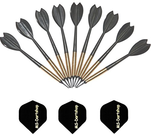 MS-DARTSHOP 3er Set Softdarts (9 Stück), Schaft und Flight in einem, incl. 1 Satz MS-DARTSHOP Flights