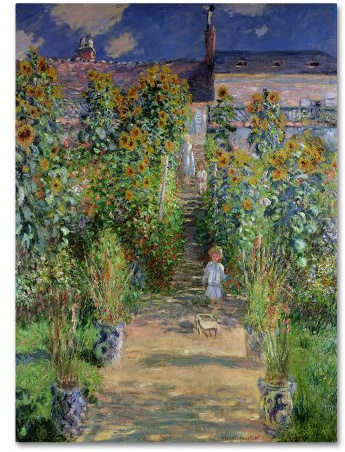 Wrapped Canvas Wall Art - Claude Monet 'The Artist's Garden at Vetheuil' Wall Art for Living Room, Bedroom, or Office Décor - 26x32