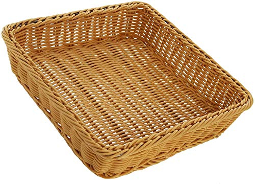 Auslagekorb aus Poly-Rattan, quadratisch, 40x40 cm, Brotkorb, Buffetkorb, Servierkorb, Obstkorb, Gemüsekorb, Aufbewahrungskorb, Regalkorb