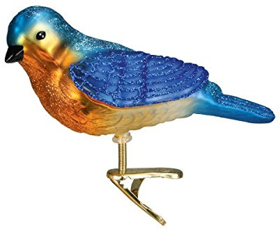 Old World Christmas Bird Watcher Collection Glass Blown Ornaments for Christmas Tree Bluebird, 18043