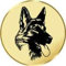S.B.J - Sportland Pokal/Medaille Emblem, Motiv Schäferhund, Durchmesser 50 mm, Gold