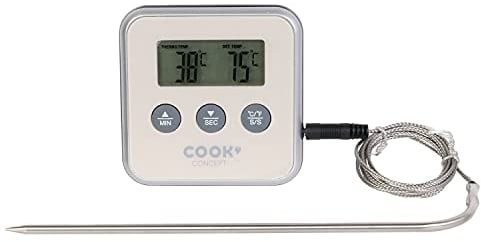 Cuisy KC2053 Thermomètre à Sonde/Minuteur Acier Inoxydable Rouge/Noir/Blanc/Vert 8 x 8 x 1,8 cm *Coloris Aléatoire*