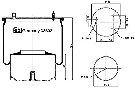 febi bilstein 38503 Luftfederbalg mit Stahlkolben, 1 Stück