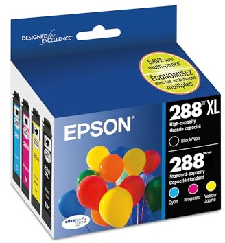 EPSON 288 DURABrite Ultra Ink High Capacity Black & Standard Color Cartridge Combo Pack (T288XL-BCS) Works with Expression XP-330, 430, 434, 340, 440, 446