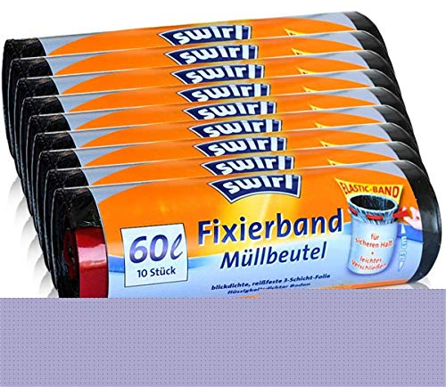 9x Swirl Fixierband Müllbeutel 60L (10 stk./Rolle)