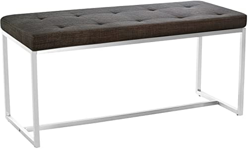 CLP 2er Sitzbank Barci Stoff I Gepolsterte Esszimmerbank Mit Edelstahlgestell Und Polsterung I Sitzhöhe: 47,5 cm, Farbe:braun