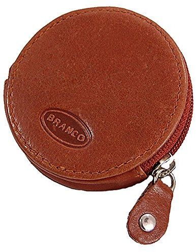 Runde Münzbörse Mini Leder Geldbörse Geldbeutel Portemonnaie Partybörse Börse (Braun)