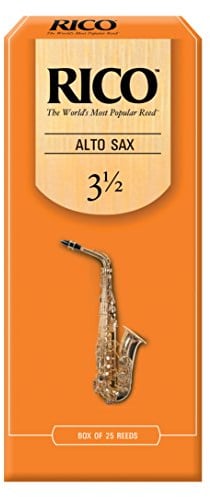 Rico Alto Saxophone Reeds, Box of 25 Strength 3.5 (Strength 3.5)