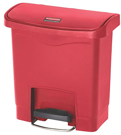 Rubbermaid Commercial Products Slim Jim Step-on Resin Front Step Waste Receptacle Bin 15 Litre Red 1883563