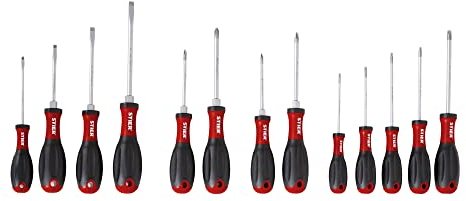 STIER Schraubendreher-Satz Big Pack 13-teilig mit Schlitz-, Phillips-, Pozidriv- und Torx-Schraubendreher, 3K-Kraft-Griff mit balligem Heftende, mit SilverTip-Spitze