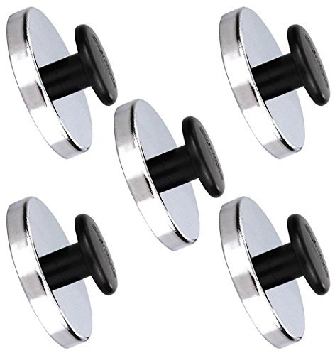 5 x Magnet mit Chromblende und Knauf/Griff, bis 40 Kg, Durchmesser 80 mm, Magnethalter, Rundmagnet