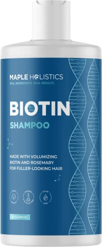 Maple Holistics Biotin Shampoo for Hair Growth B-Complex Formula for Hair Loss Removes DHT for Thicker Fuller Hair Anti Dandruff Formula with Zinc Tea Tree Oil Extract Jojoba Oil Argan Oil 8 oz