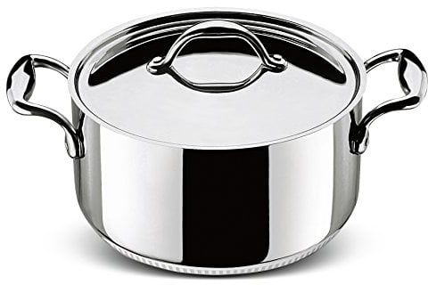Lagostina Accademia Lagofusion Casseruola Fonda con 2 Maniglie e Coperchio, Acciaio Inossidabile, Argento, 24 cm