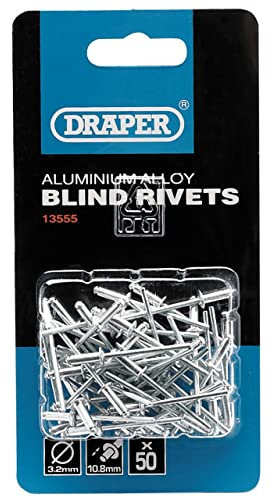Draper 13555 Blind Rivets, 3.2mm x 10.8mm, Blue, Pack of 50
