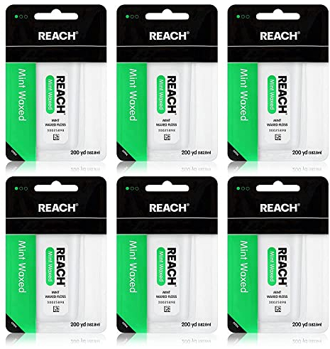 Reach Johnson & Johnson Mint gewachste Zahnseide, 200 Meter, 6 Stück