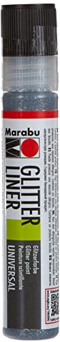 Marabu 18030009579 - Glitter Liner graphit, Glitzer - Effektfarbe auf Wasserbasis für bezaubernde Glitzereffekte auf Stoff, Holz, Metall speichelecht, einfache Fixierung