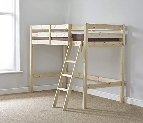 STRICTLY BEDS&BUNKSOscar Short High Sleeper Loft Bunk Bed with Sprung Mattress (15 cm), 2ft 6 x 5ft 9