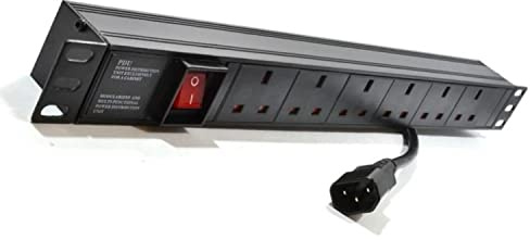 Dynamode 6 Way PDU Extension Lead- 13A Multi Plug Switched Power Distribution Unit (PDU) Rack Mount Charging Station for Home Office 19 Inch PDU Server Cabinet with Surge Protection, IEC14 Plug
