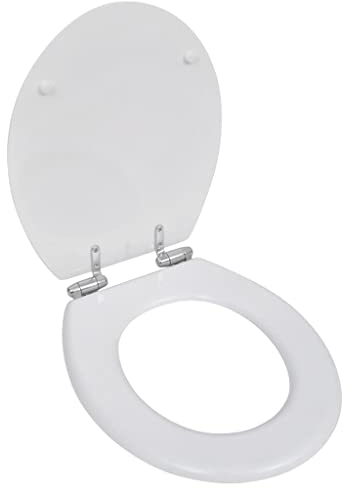 vidaXL Toilettensitz MDF Absenkautomatik Deckel WC Sitz Toilettendeckel Weiß