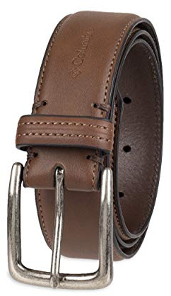 Columbia Men's Trinity Logo Belt-Casual Dress with Single Prong Buckle for Jeans Khakis, Brown, 48W