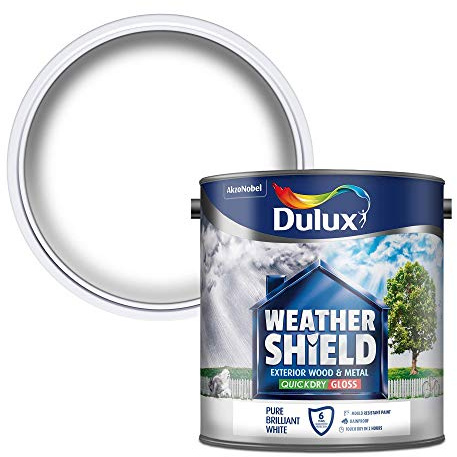 Dulux Weather Shield Quick Dry Gloss Paint, 2.5 L - Pure Brilliant White