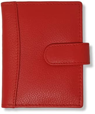 RAS Mens Womens Small Leather 24 Credit Cardholder with Popper Button Fastening 602 (Red)