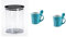 Vorratsbehälter Aromafresh Kaffee + 2 Design Tasse Keramik mit Löffel türkis