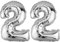 DekoRex Folienballon Silber 40cm Geburtstag Jubiläum Hochzeit Deko (Zahl 22)