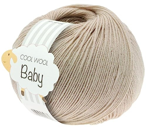 LANA GROSSA Cool Wool Baby | 100% Schurwolle Merino, filzfrei | Handstrickgarn aus 100% Schurwolle (Merino) | 50g Wolle zum Stricken & Häkeln | 220m Garn FB 212