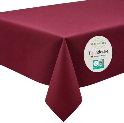 Sensalux Vlies Tischdecke 1,18 x 2,5 m, Bordeaux, abwaschbar | wasserabweisend, stoffähnliche Tischdecke, OEKO-TEX, Party Geburtstag Hochzeit Catering Event