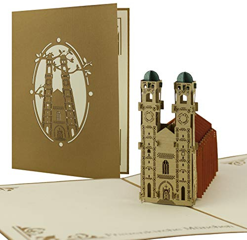 Gutschein für Reise nach München verschenken, München Ausflug, Frauenkirche München, Souvenir, schöne Pop-Up Karte A08