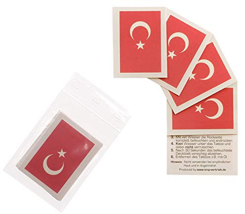 100 x Türkei Fan Tattoo Fahnen - EM 2024 - Turkey Flag Tattoo (100)