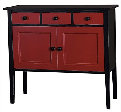 Casa Padrino Jugendstil Kommode 100cm Schwarz/Rot - Landhaus Stil Sideboard Schrank