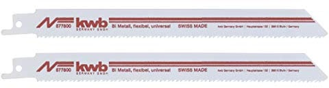 kwb Säbelsägeblätter zur Metallbearbeitung, stabiles Bi-Metall, durchgehärtet, präzisionsgeschliffen und geschränkt, extralang, 1/2'' Universalschaft, 2 Stück