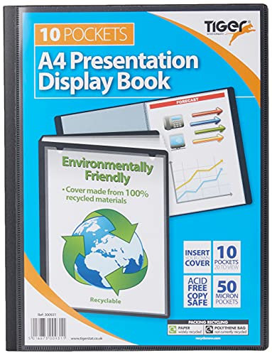Tiger 10 A4 Tasche Präsentationsdisplay Buch – Schwarz