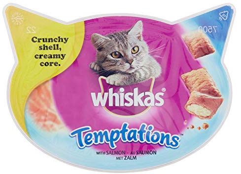 Whiskas Knusper Pockets with Salmon, Pack of 4 x 60 g