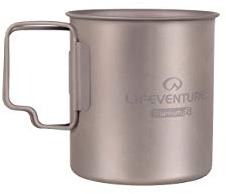 Lifeventure Titanium Mug With Folding Handle - Ultra Lightweight Cup Ideal For Camping Or Travel