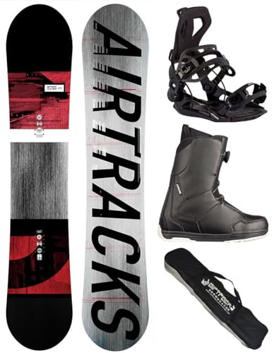 Airtracks Herren Snowboard Set Freestyle Freeride Board Waves Camber Wide 161 - Snowboard Bindung Master - Boots Master QL 47 - SB Bag