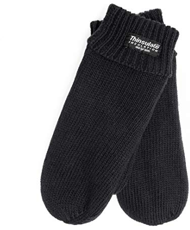 EEM Damen Winterhandschuhe Fäustling, 100% weiche Wolle, Thinsulate Thermofutter, schwarz L/XL