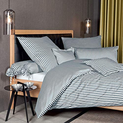 Janine Design Streifen-Bettwäsche modern Classic anthrazit Kissenbezug einzeln 40x40 cm schmale Streifen