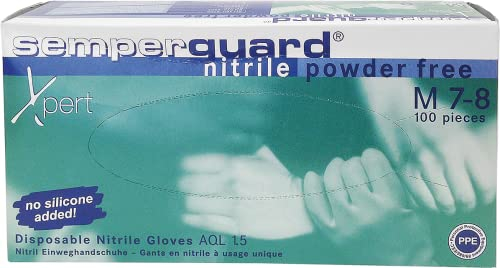 Semperguard 816780637/3000001629 Xpert guanto protettivo monouso in nitrile, guanti monouso in Vinile, protezione dagli spruzzi chimici, taglia L, 8-9, verde/blu (100 ER-pacchetto)