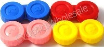 4 Contact Lens Soaking Storage Cases UK Made - Yellow - Red - Pink - blue