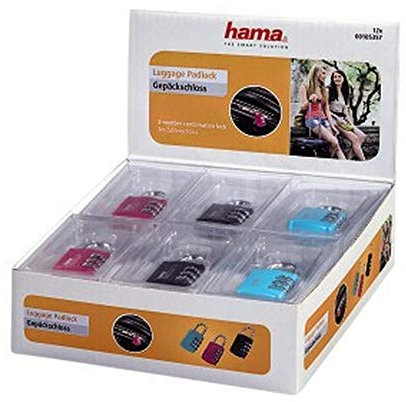 Hama - Gepäck-Zahlenschloss, 12 Stück pro Display, 3 Farben