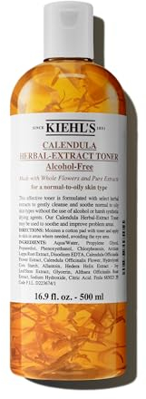 KIEHL'S Calendula Herbal Extract Toner, 500 ml, alkoholfreies Gesichtswasser auf Basis von Ringelblumen, für normale bis fettige Haut, hautberuhigend